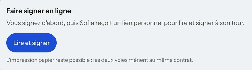 Faire signer en ligne : vous signez d’abord, puis la salariée reçoit un lien pour signer à son tour