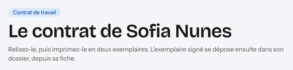 Le contrat de travail d’une salariée dans Staff, à relire puis imprimer